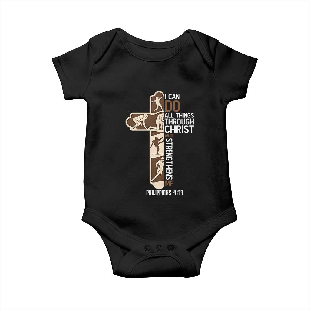 Christian Football Player Gift Baby Onesie God Gives Me Strength - Wonder Print Shop