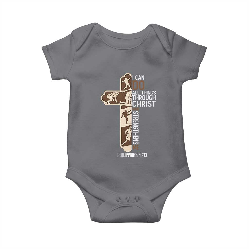Christian Football Player Gift Baby Onesie God Gives Me Strength - Wonder Print Shop