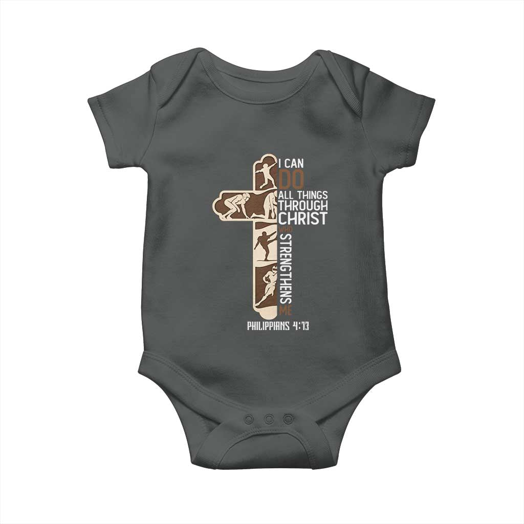 Christian Football Player Gift Baby Onesie God Gives Me Strength - Wonder Print Shop