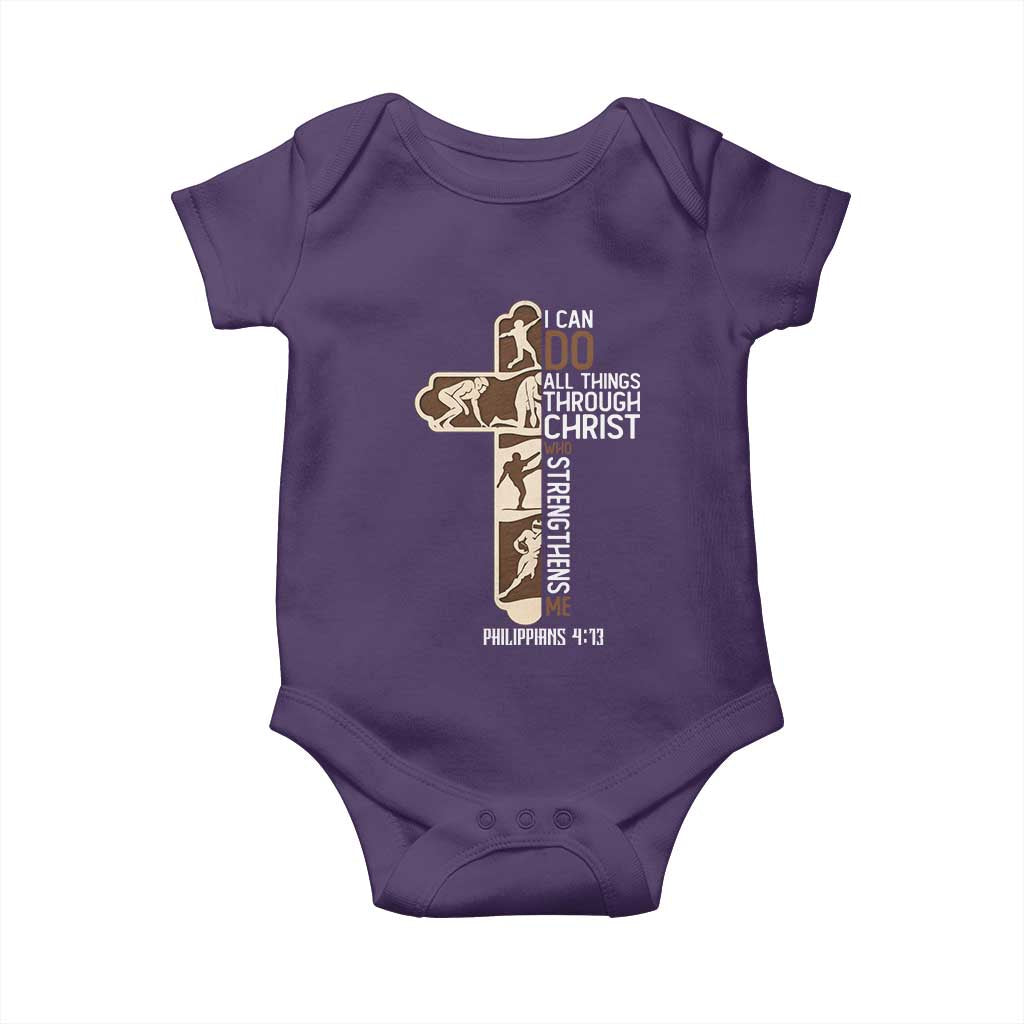Christian Football Player Gift Baby Onesie God Gives Me Strength - Wonder Print Shop