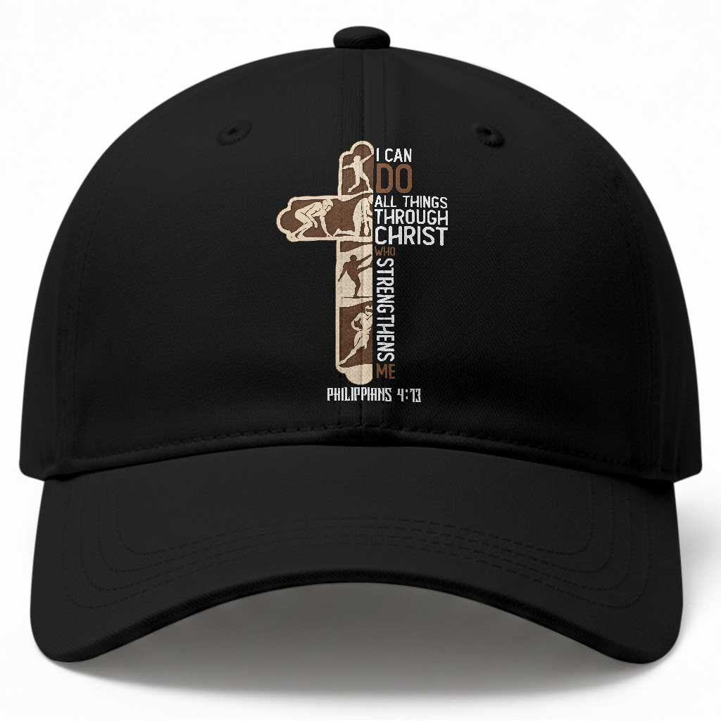 Christian Football Player Gift Baseball Cap God Gives Me Strength