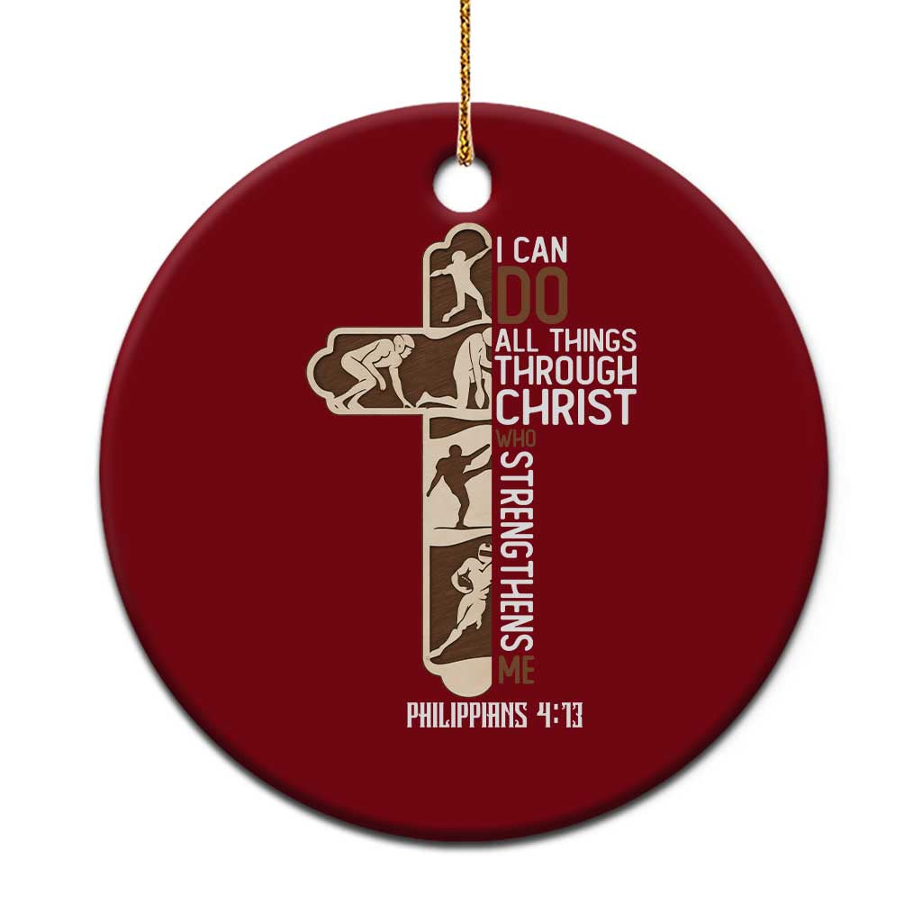 Christian Football Player Gift Ceramic Ornament God Gives Me Strength - Wonder Print Shop