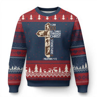 Christian Football Player Gift Ugly Christmas Sweater God Gives Me Strength - Wonder Print Shop