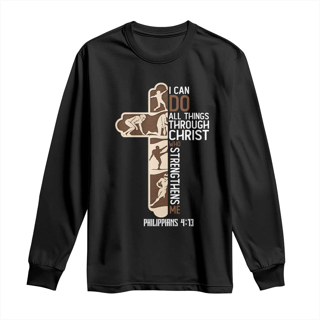 Christian Football Player Gift Long Sleeve Shirt God Gives Me Strength - Wonder Print Shop