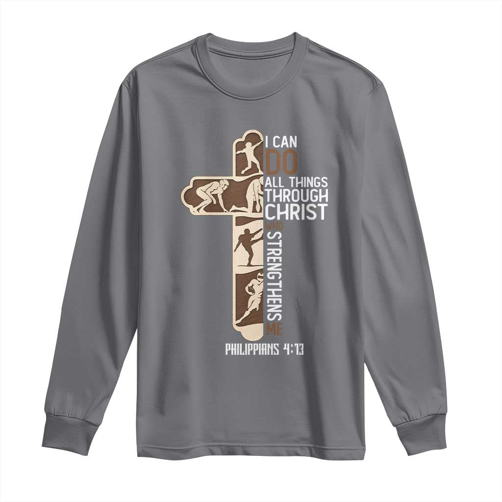 Christian Football Player Gift Long Sleeve Shirt God Gives Me Strength - Wonder Print Shop