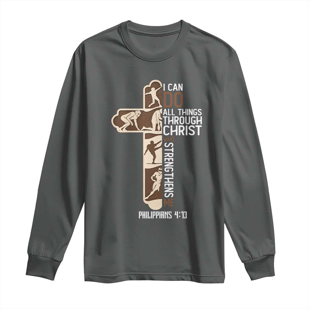 Christian Football Player Gift Long Sleeve Shirt God Gives Me Strength - Wonder Print Shop