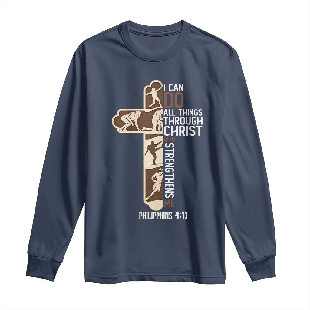 Christian Football Player Gift Long Sleeve Shirt God Gives Me Strength - Wonder Print Shop