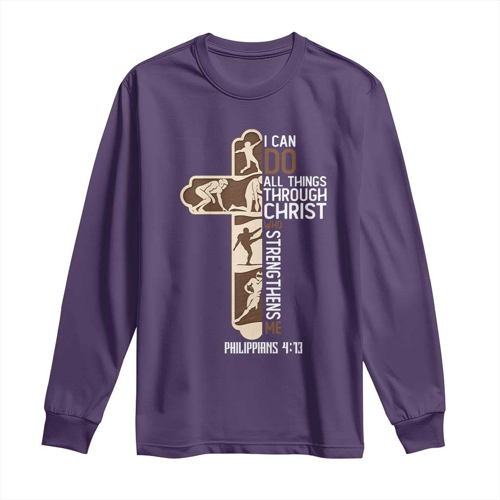 Christian Football Player Gift Long Sleeve Shirt God Gives Me Strength - Wonder Print Shop