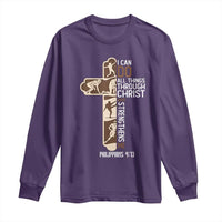 Christian Football Player Gift Long Sleeve Shirt God Gives Me Strength - Wonder Print Shop