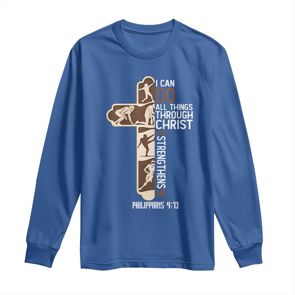 Christian Football Player Gift Long Sleeve Shirt God Gives Me Strength - Wonder Print Shop