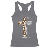 Christian Football Player Gift Racerback Tank Top God Gives Me Strength - Wonder Print Shop