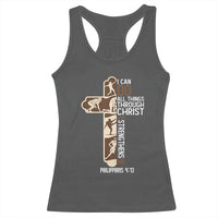 Christian Football Player Gift Racerback Tank Top God Gives Me Strength - Wonder Print Shop
