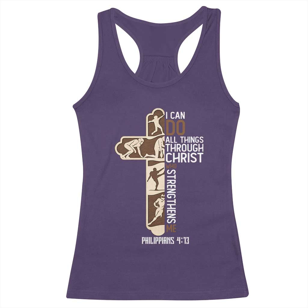 Christian Football Player Gift Racerback Tank Top God Gives Me Strength - Wonder Print Shop
