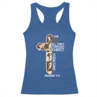 Christian Football Player Gift Racerback Tank Top God Gives Me Strength - Wonder Print Shop