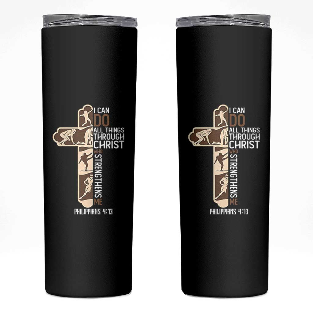 Christian Football Player Gift Skinny Tumbler God Gives Me Strength - Wonder Print Shop