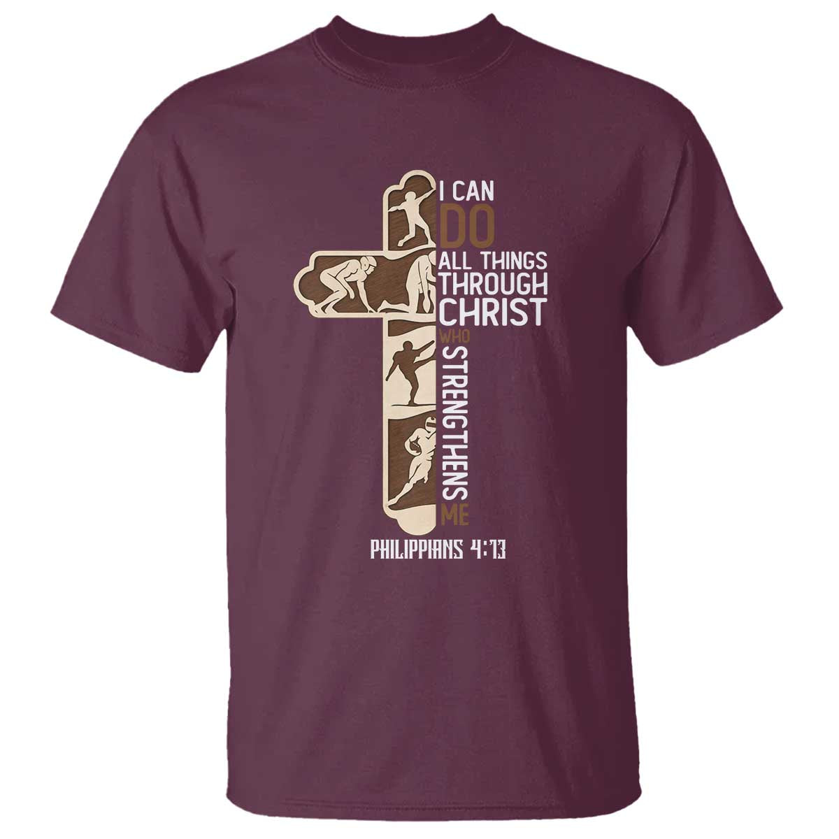 Christian Football Player Gift T Shirt God Gives Me Strength - Wonder Print Shop