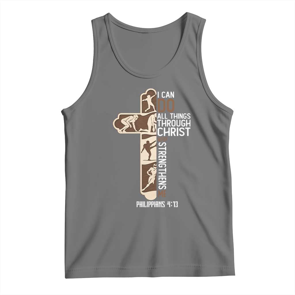 Christian Football Player Gift Tank Top God Gives Me Strength - Wonder Print Shop