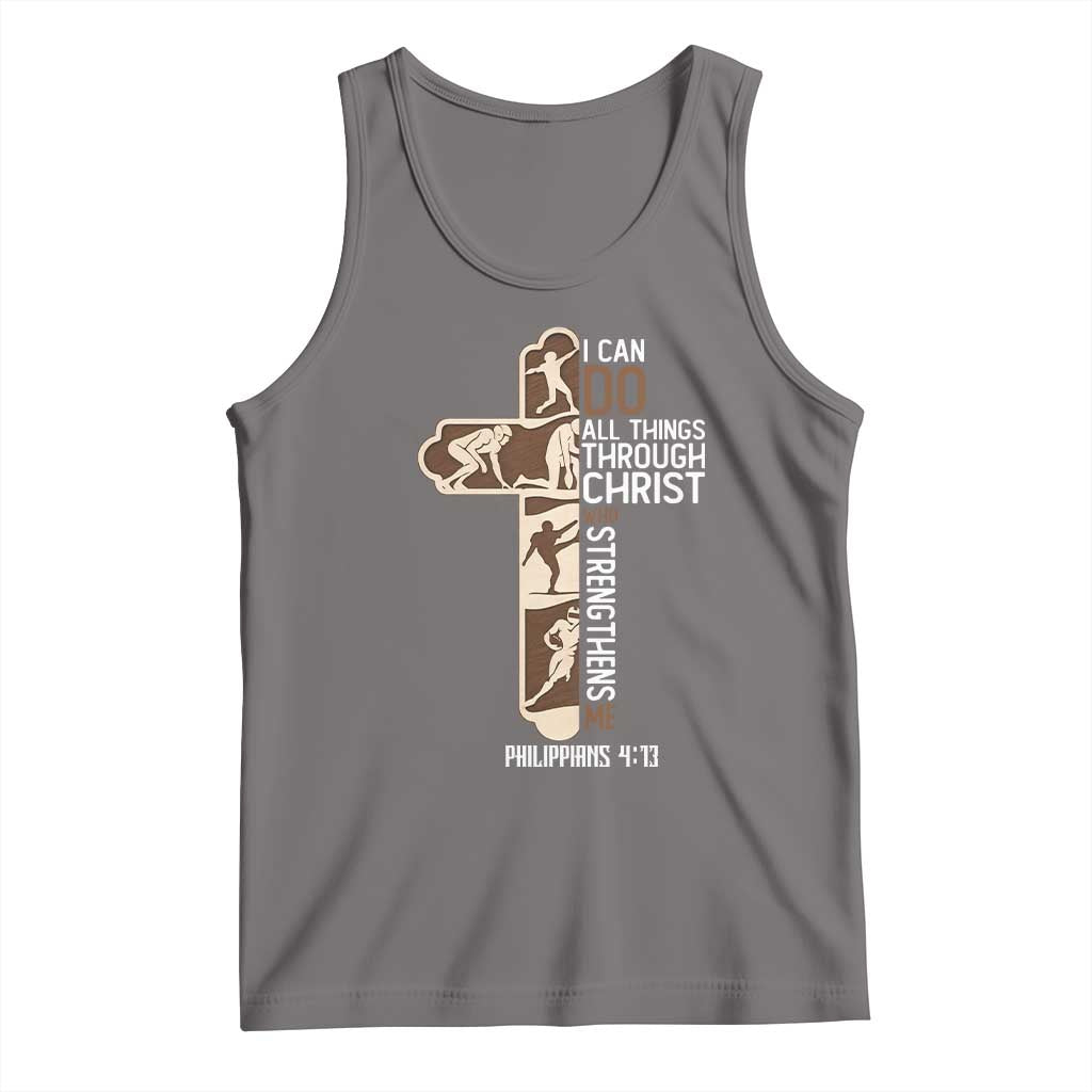 Christian Football Player Gift Tank Top God Gives Me Strength - Wonder Print Shop