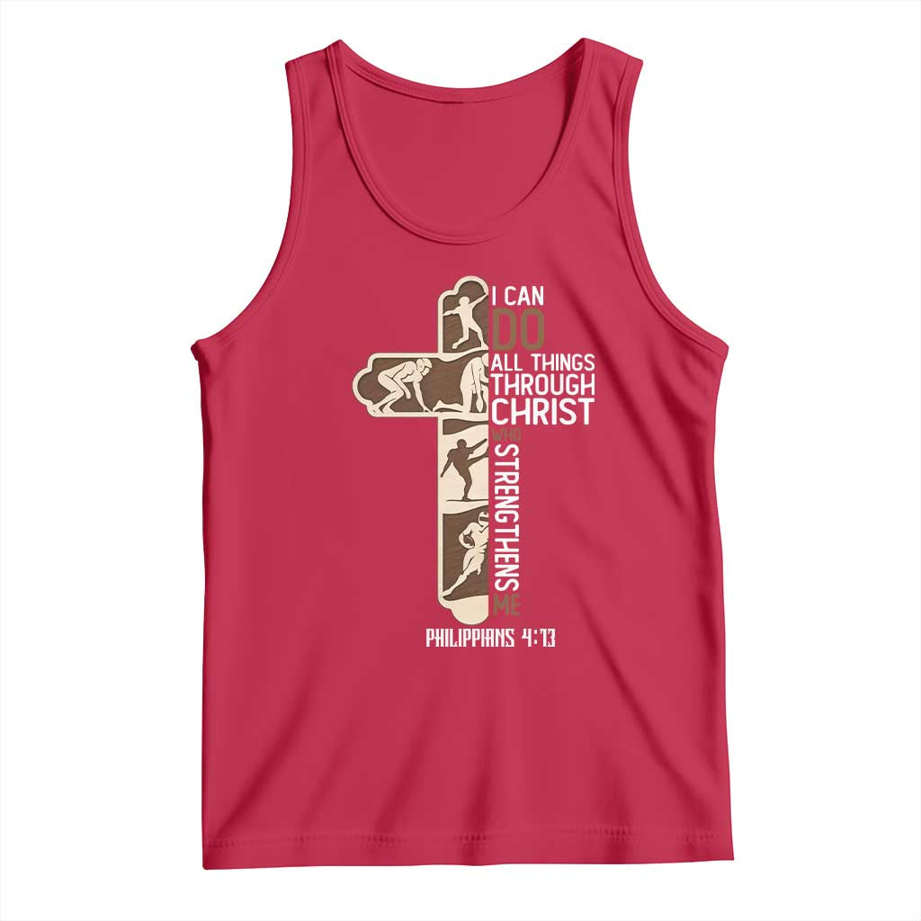 Christian Football Player Gift Tank Top God Gives Me Strength - Wonder Print Shop