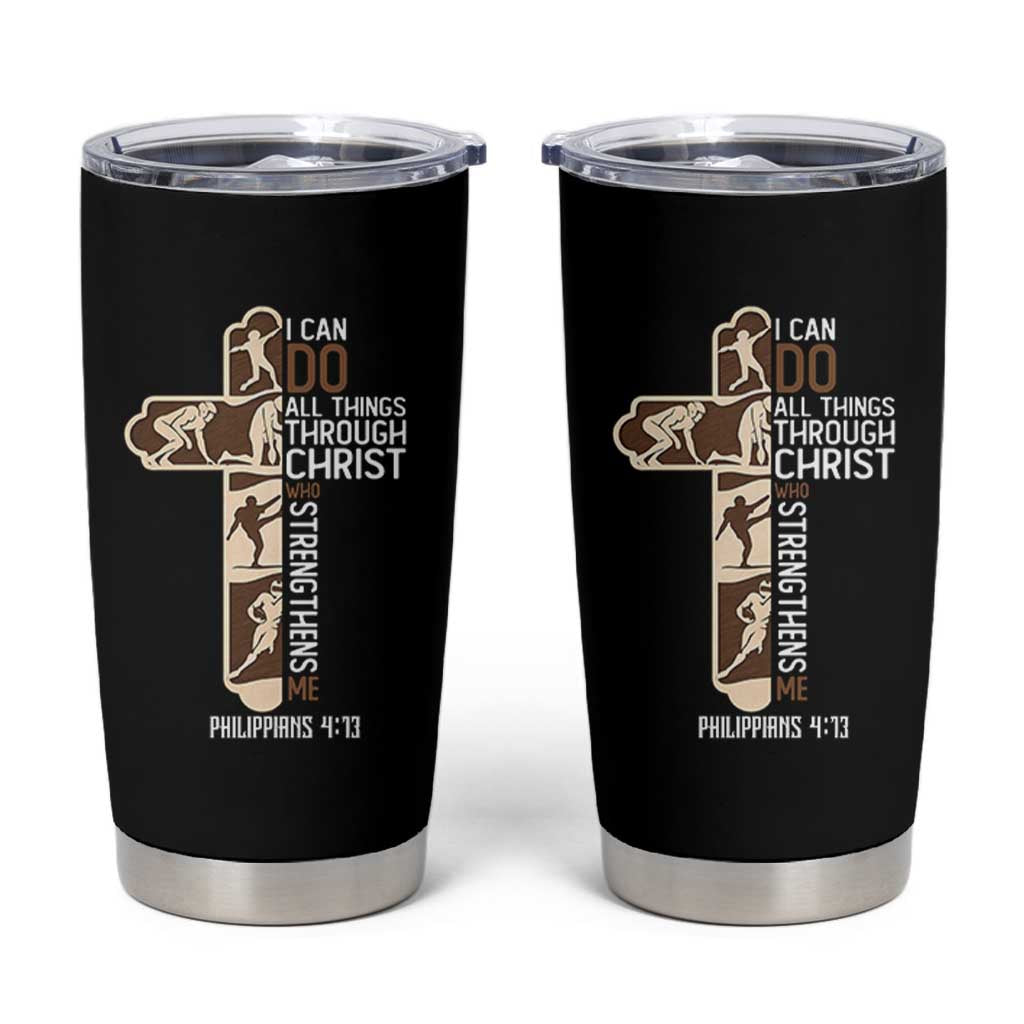 Christian Football Player Gift Tumbler Cup God Gives Me Strength - Wonder Print Shop