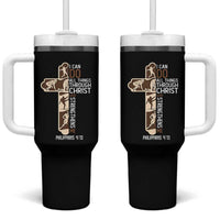 Christian Football Player Gift Tumbler With Handle God Gives Me Strength - Wonder Print Shop