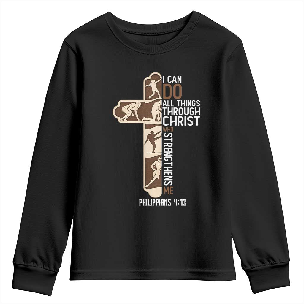 Christian Football Player Gift Youth Sweatshirt God Gives Me Strength - Wonder Print Shop