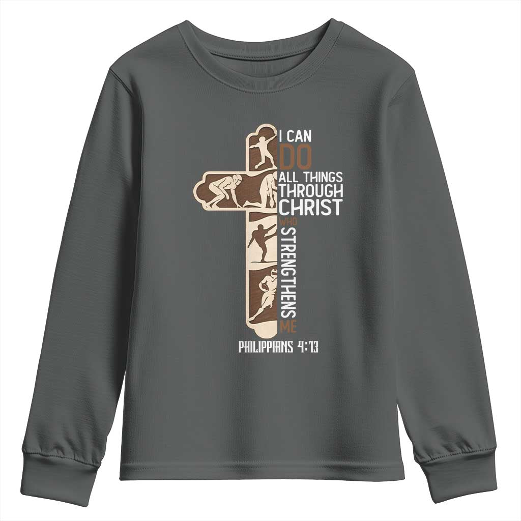 Christian Football Player Gift Youth Sweatshirt God Gives Me Strength - Wonder Print Shop