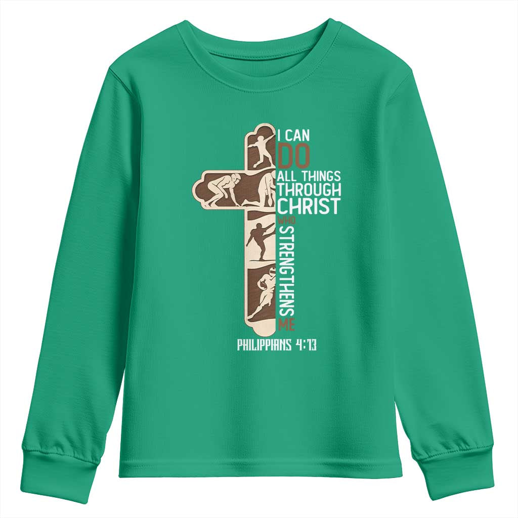 Christian Football Player Gift Youth Sweatshirt God Gives Me Strength - Wonder Print Shop
