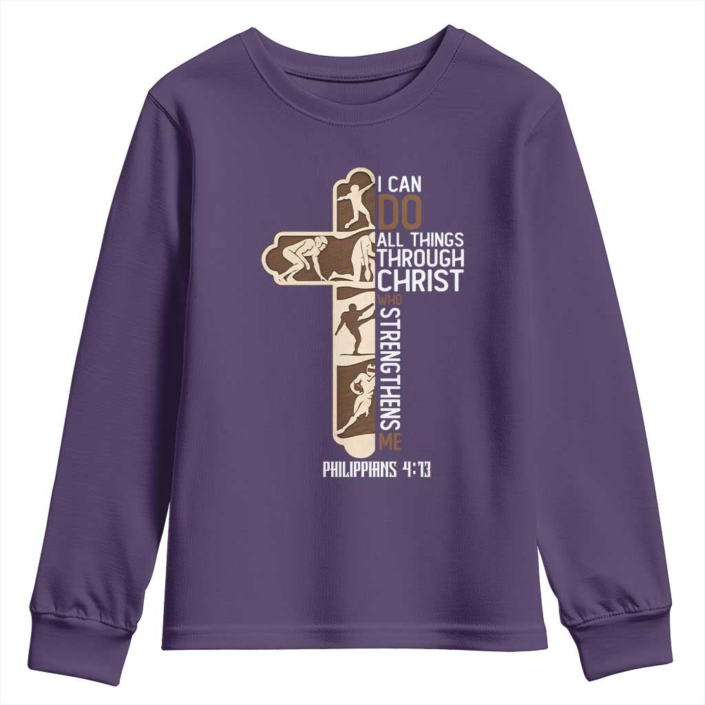 Christian Football Player Gift Youth Sweatshirt God Gives Me Strength - Wonder Print Shop