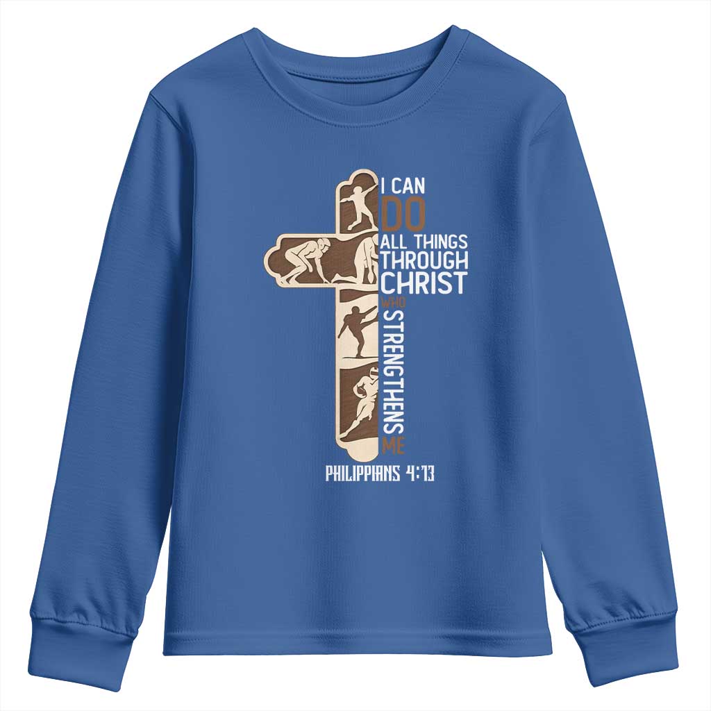 Christian Football Player Gift Youth Sweatshirt God Gives Me Strength - Wonder Print Shop