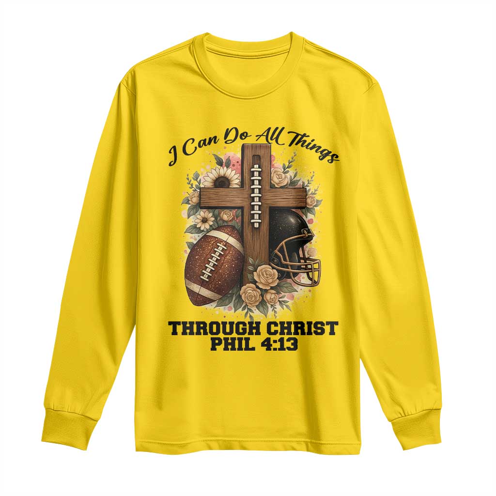 Christian Motivation Gift Long Sleeve Shirt I Can Do All Things Through Christ Bible Verse - Wonder Print Shop