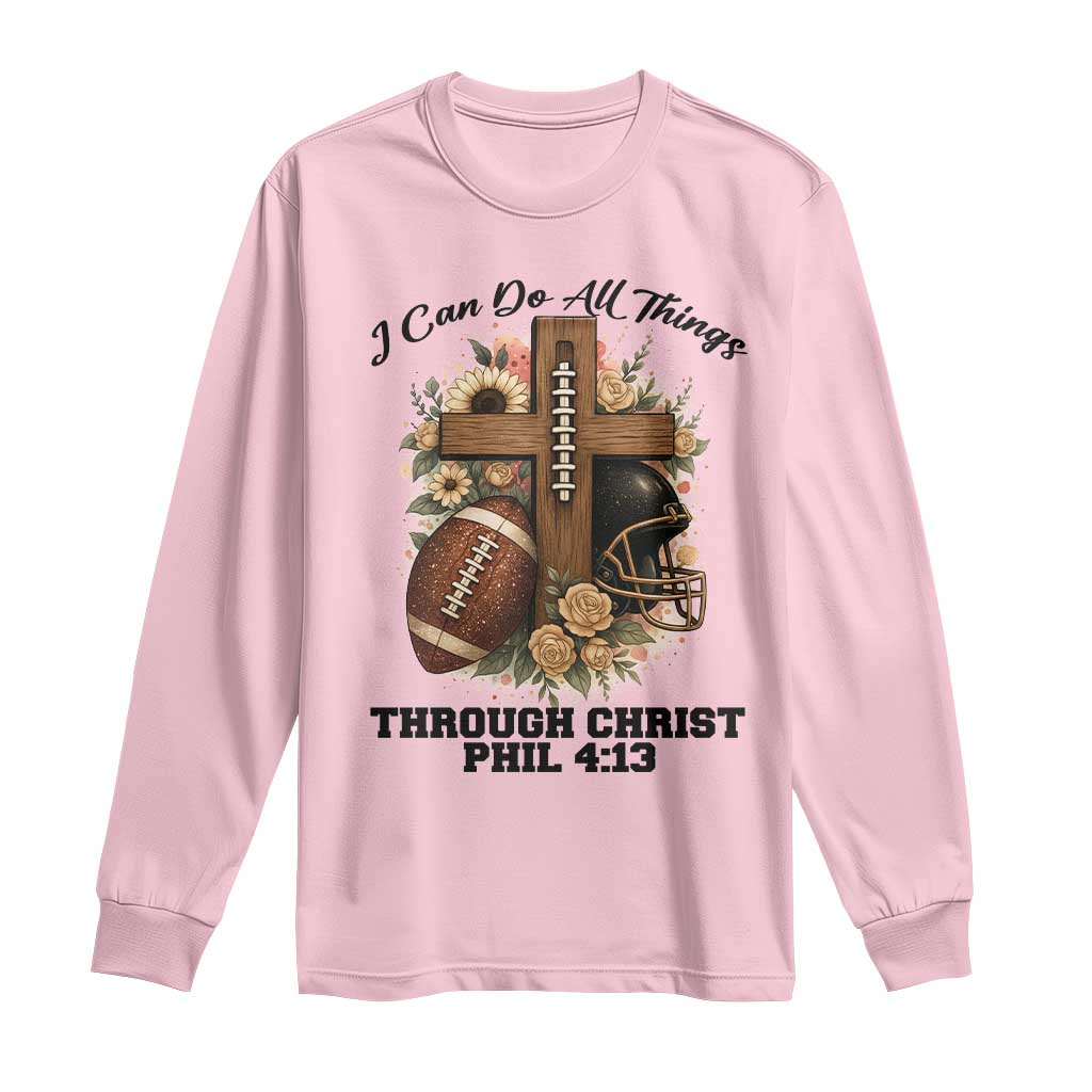 Christian Motivation Gift Long Sleeve Shirt I Can Do All Things Through Christ Bible Verse - Wonder Print Shop
