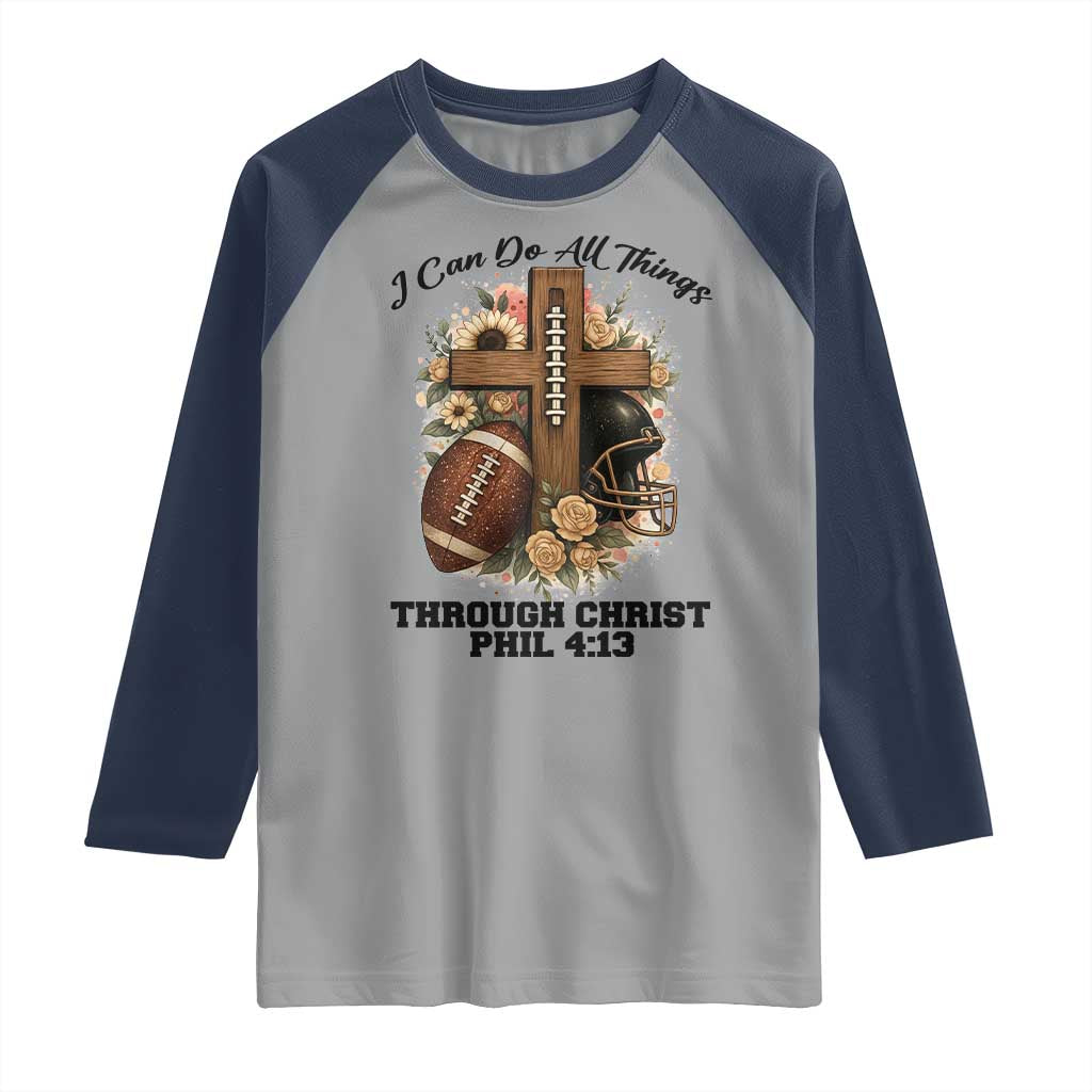 Christian Motivation Gift Raglan Shirt I Can Do All Things Through Christ Bible Verse - Wonder Print Shop