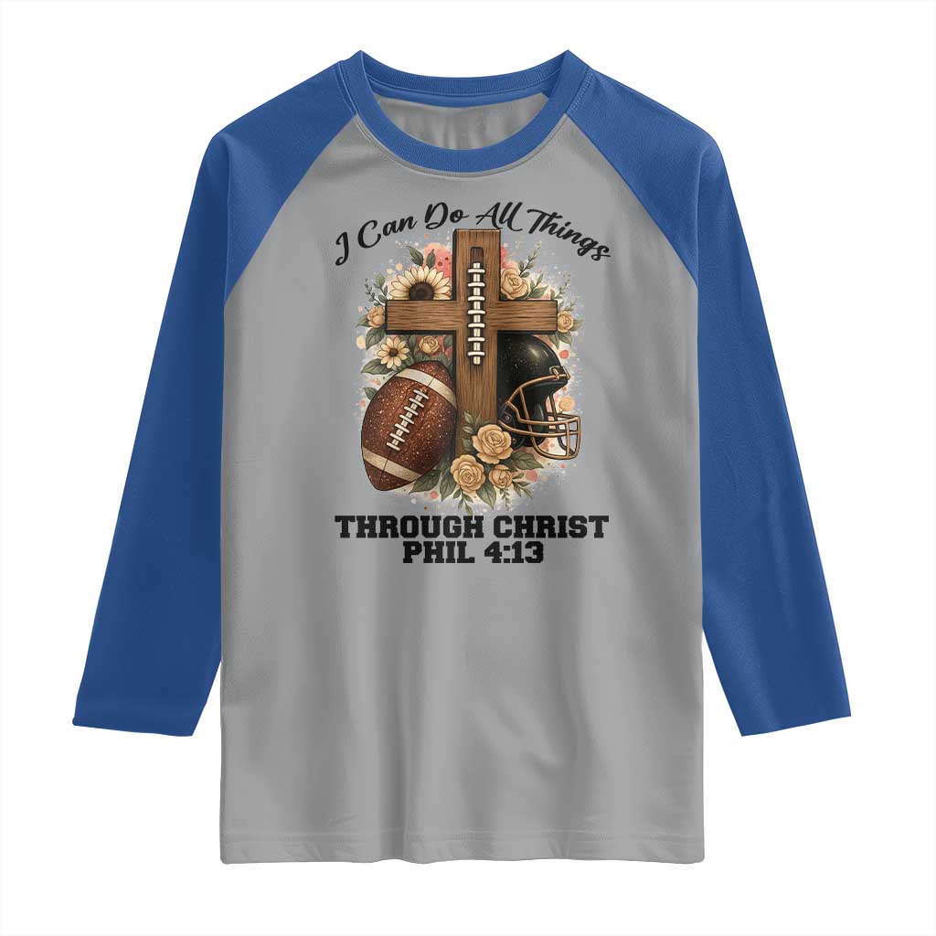 Christian Motivation Gift Raglan Shirt I Can Do All Things Through Christ Bible Verse - Wonder Print Shop