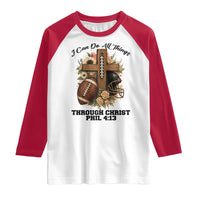 Christian Motivation Gift Raglan Shirt I Can Do All Things Through Christ Bible Verse - Wonder Print Shop