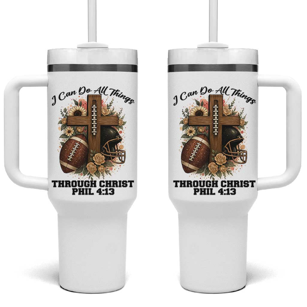 Christian Motivation Gift Tumbler With Handle I Can Do All Things Through Christ Bible Verse - Wonder Print Shop
