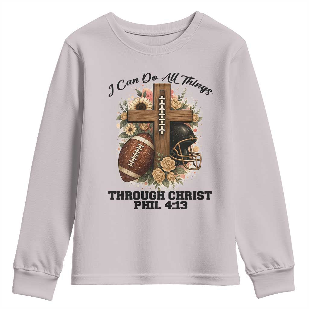 Christian Motivation Gift Youth Sweatshirt I Can Do All Things Through Christ Bible Verse - Wonder Print Shop