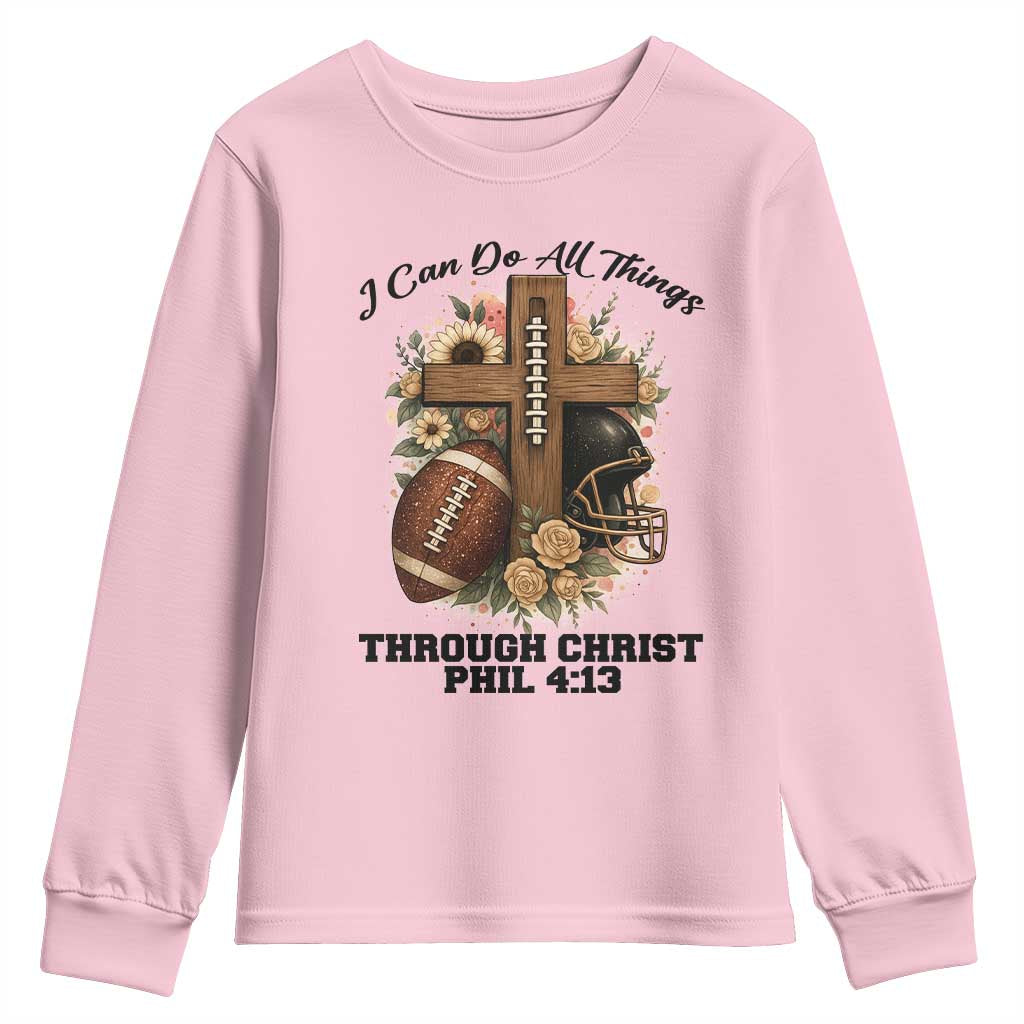 Christian Motivation Gift Youth Sweatshirt I Can Do All Things Through Christ Bible Verse - Wonder Print Shop