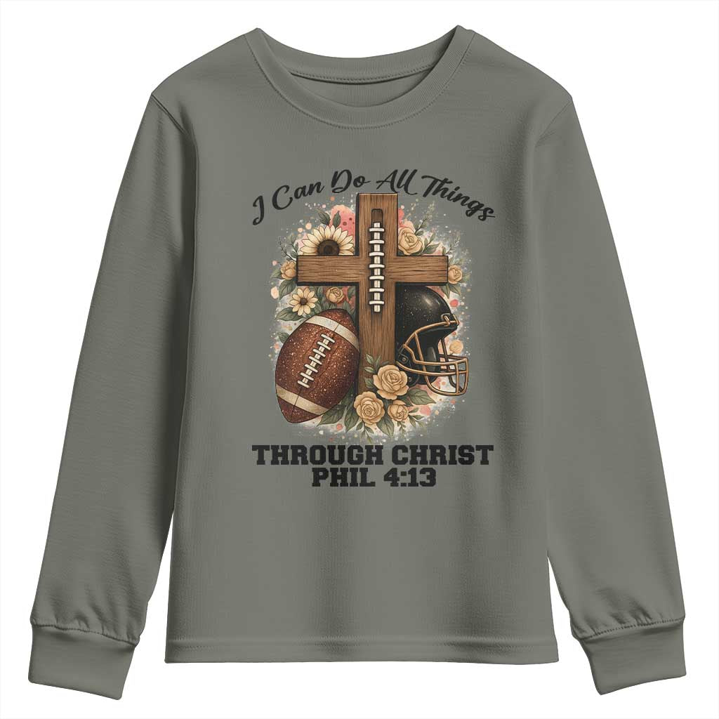 Christian Motivation Gift Youth Sweatshirt I Can Do All Things Through Christ Bible Verse - Wonder Print Shop
