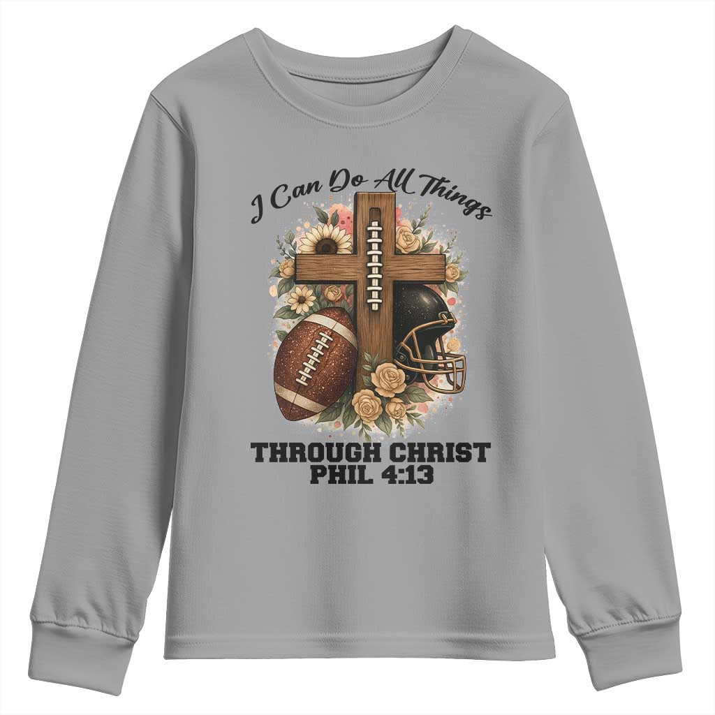 Christian Motivation Gift Youth Sweatshirt I Can Do All Things Through Christ Bible Verse - Wonder Print Shop