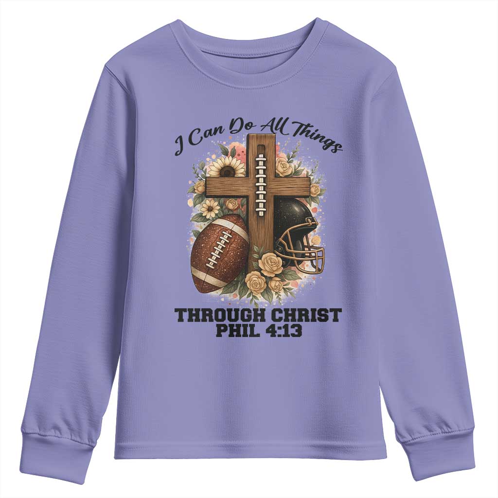 Christian Motivation Gift Youth Sweatshirt I Can Do All Things Through Christ Bible Verse - Wonder Print Shop