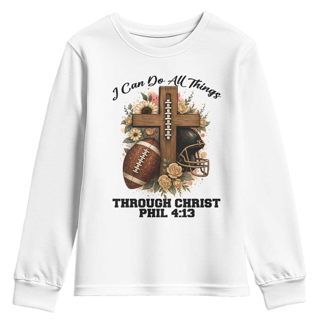 Christian Motivation Gift Youth Sweatshirt I Can Do All Things Through Christ Bible Verse - Wonder Print Shop