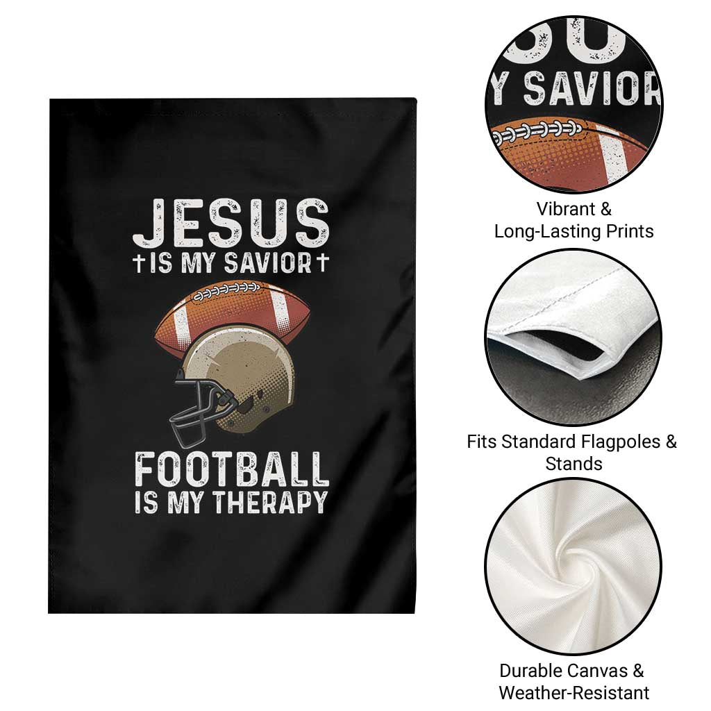 Jesus Is My Savior Football Is My Therapy Garden Flag Christian Football Lover - Wonder Print Shop