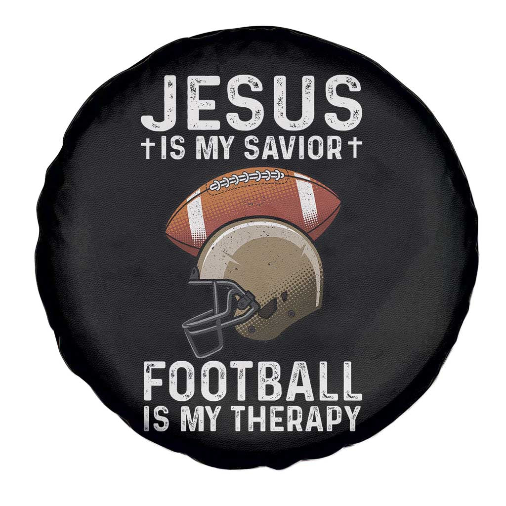 Jesus Is My Savior Football Is My Therapy Spare Tire Cover Christian Football Lover - Wonder Print Shop