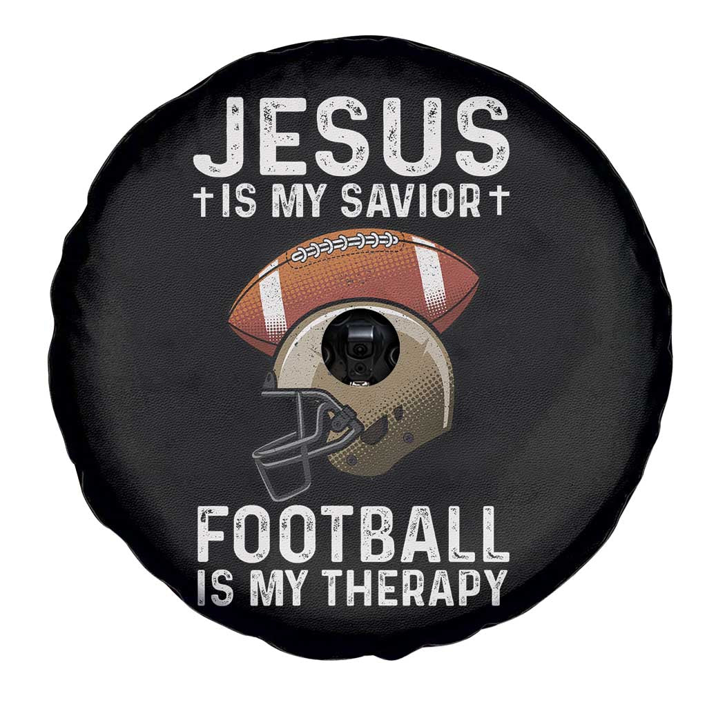 Jesus Is My Savior Football Is My Therapy Spare Tire Cover Christian Football Lover - Wonder Print Shop