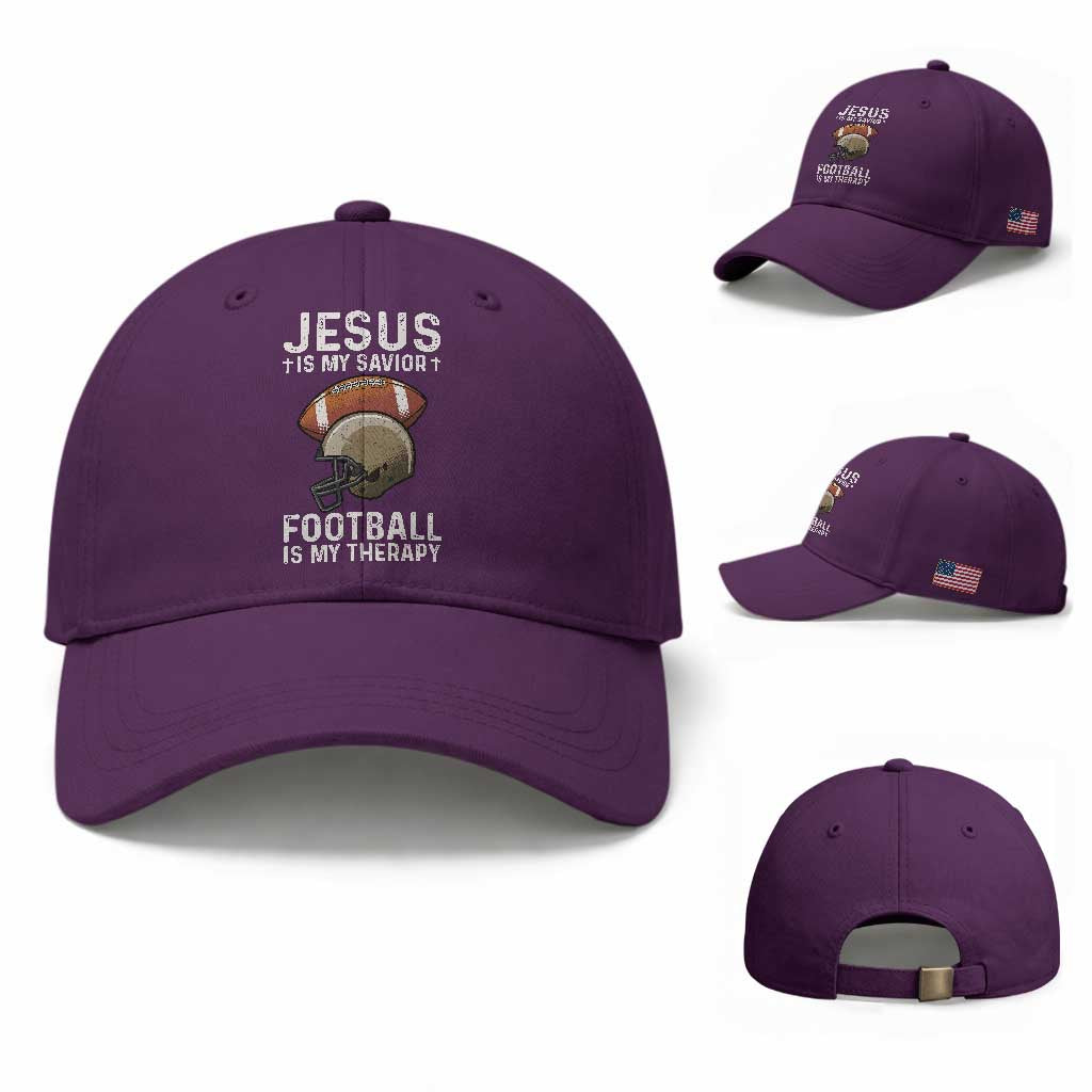 Jesus Is My Savior Football Is My Therapy Baseball Cap Christian Football Lover
