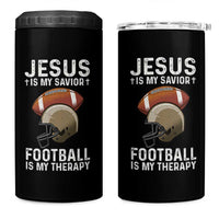 Jesus Is My Savior Football Is My Therapy 4 in 1 Can Cooler Tumbler Christian Football Lover - Wonder Print Shop