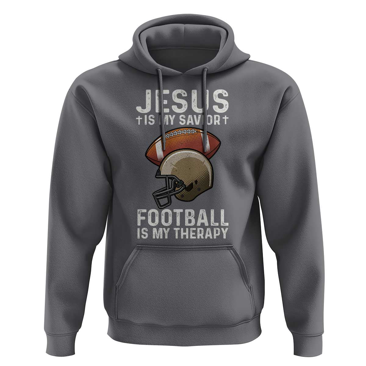 Jesus Is My Savior Football Is My Therapy Hoodie Christian Football Lover - Wonder Print Shop