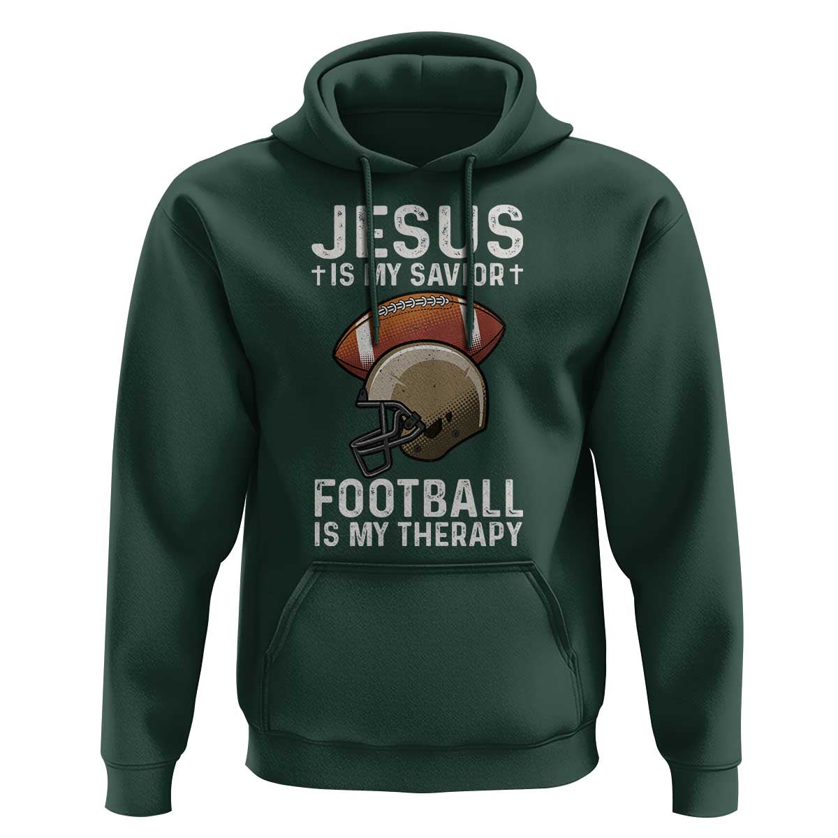 Jesus Is My Savior Football Is My Therapy Hoodie Christian Football Lover - Wonder Print Shop