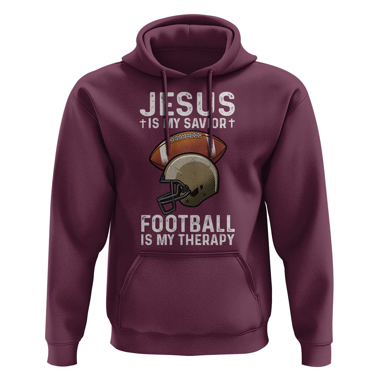 Jesus Is My Savior Football Is My Therapy Hoodie Christian Football Lover - Wonder Print Shop